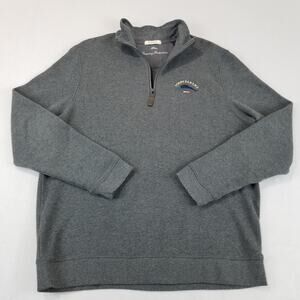 Tommy Bahama Relax Sweater Men’s Large Gray 1/4 Zip Pullover TR214295 Marlin